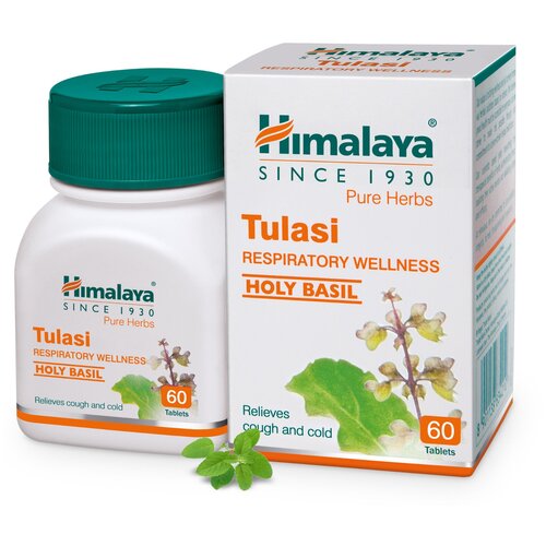 Экстракт растений Туласи Хималая (Tulasi Himalaya Herbals) при простуде и кашле, при диабете, при проблемах с пищеварением, от стресса, 60 таб. фото