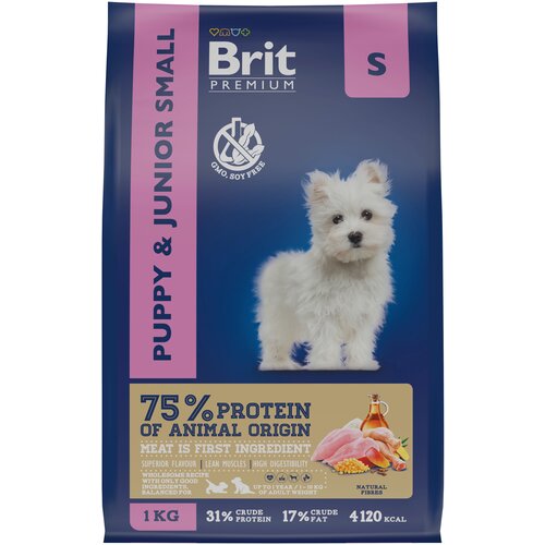 Сухой корм для щенков Brit Premium Puppy and Junior Small, курица 1 уп. х 1 шт. х 1000 г (для мелких и карликовых пород) фото