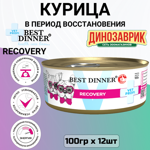 Консервы Best Dinner Vet Profi Recovery лечебный, для кошек и собак, при послеоперационном восстановлении (100гр х 12шт) фото