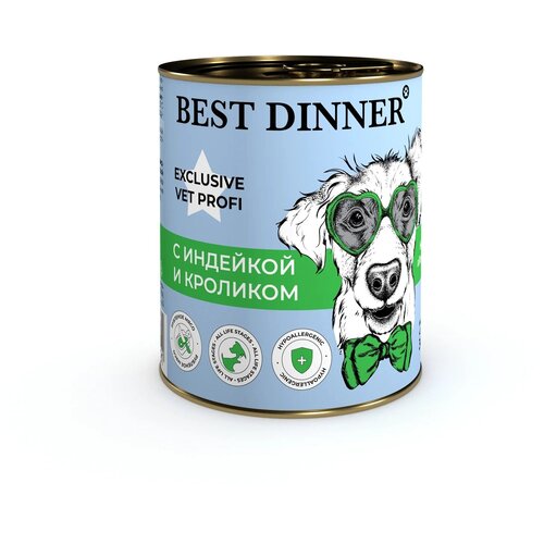 Best Dinner Vet Profi Exclusive Hypoallergenic 340г индейка с кроликом консервы для собак фото