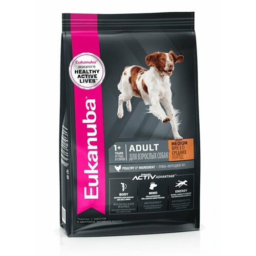 EUKANUBA ADULT MEDIUM BREED 3кг сухой корм для взрослых собак средних пород 3шт фото