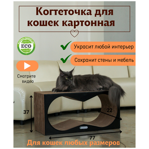 Когтеточка из картона для кошек Tommy Cat Конвекс, Черная фото