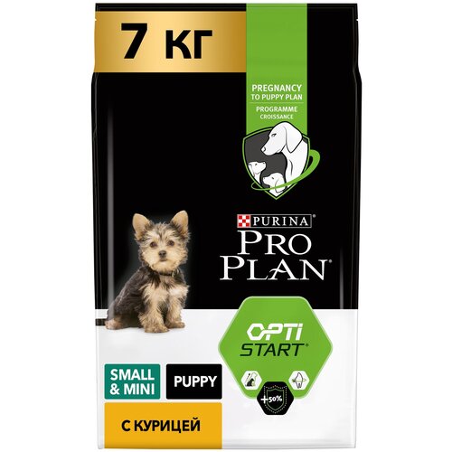 Сухой корм для щенков Pro Plan Optistart, курица 1 уп. х 3 шт. х 7000 г (для мелких и карликовых пород) фото