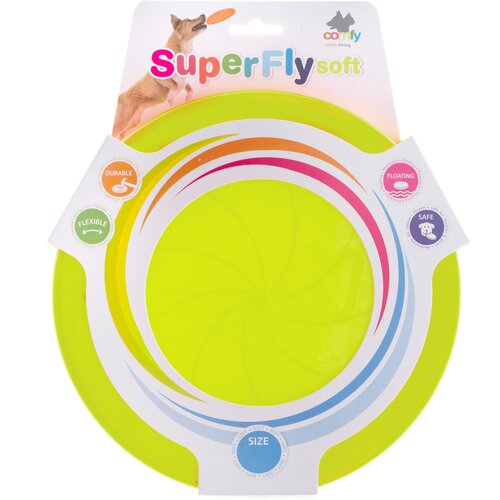 Игрушка для собак COMFY SUPER FLY fluo 23 см, тарелка фрисби салатового цвета фото