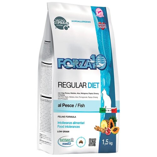 Сухой корм для кошек Forza10 Regular Diet, при аллергии, гипоаллергенный, с рыбой 1500 г фото