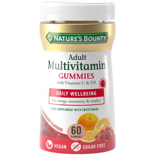 Adult Multivitamin Gummies пастилки жев., 2 г, 60 шт., малина и апельсин фото