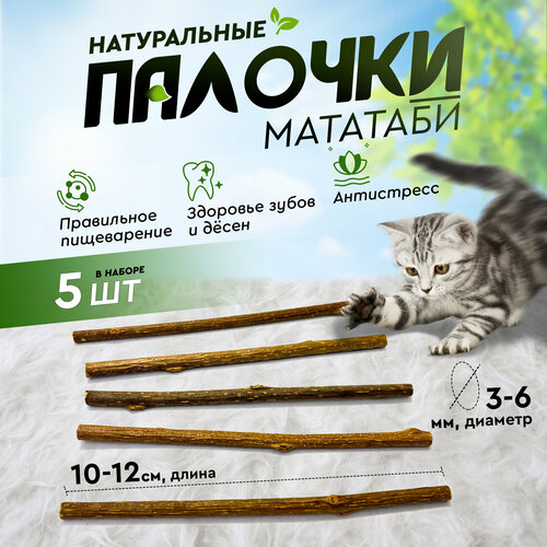 Игрушка для кошек, палочки Мататаби для чистки зубов котикам (5 штук в наборе) фото