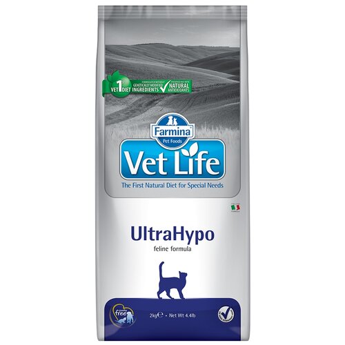 Сухой корм для кошек Farmina Vet Life UltraHypo при аллергии, при проблемах с ЖКТ 2000 г фото