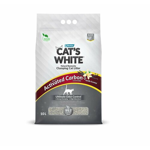 Комкующийся наполнитель Cat's White Activated Carbon Vanilla Ваниль для кошачьего туалета с активированным углем и ароматом 10 л (8.5 кг) фото