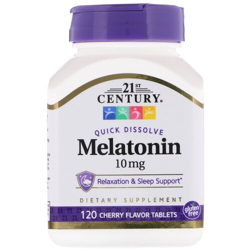 Таблетки растворимые 21st Century Melatonin 10 мг, 60 г, 60 мл, 10 мг, 120 шт. фото