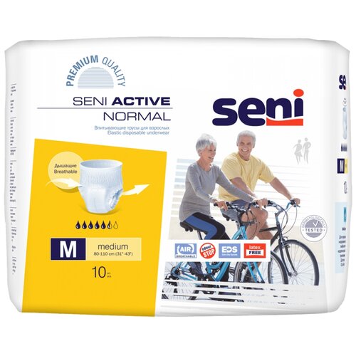 Трусы - подгузники впитывающие для взрослых Seni ACTIVE NORMAL medium (обхват 80-110 см), 10 шт. фото