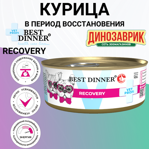 Консервы Best Dinner Vet Profi Recovery лечебный, для кошек и собак, при истощении, выздоровлении и послеоперационном восстановлении 100гр фото