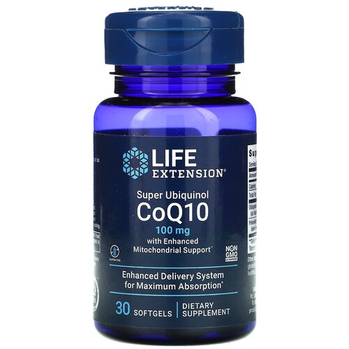 Капсулы Life Extension Super Ubiquinol CoQ10 with Enhanced Mitochondrial Support, 50 г, 100 мг, 30 шт. фото