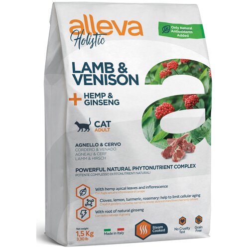 Alleva Holistic Adult Lamb & Venison + Hemp & Ginseng // Корма для кошек / Сухой (10 кг) фото