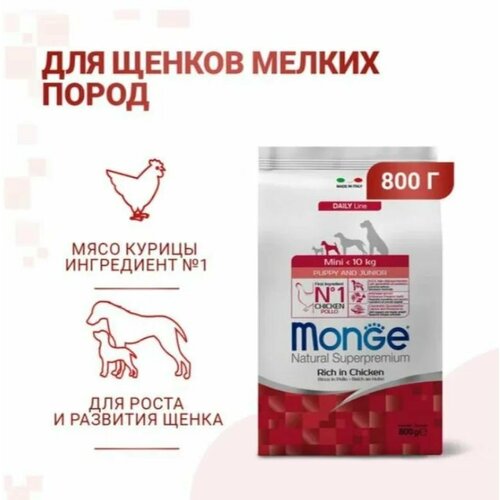 Корм сухой для щенков мелких пород Monge из курицы 800 г фото