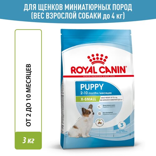 Сухой корм Royal Canin X-Small Puppy (Икс Смолл Паппи) для щенков миниатюрных пород (вес взрослой собаки до 4 кг) до 10 месяцев, 3 кг фото