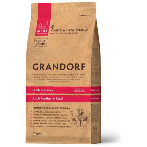 Корм GRANDORF 10кг Lamb&Turkey MED&MAXI (ягнёнок с индейкой для собак средних и крупных пород) фото