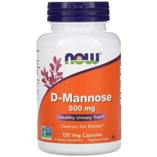 NOW Foods, D-Mannose, 500 mg, D-манноза, 500 мг, 120 вегетарианских капсул фото