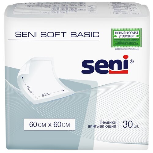 Пеленки впитывающие одноразовые медицинские Seni Soft Basic 60 x 60 см по 30 шт. фото