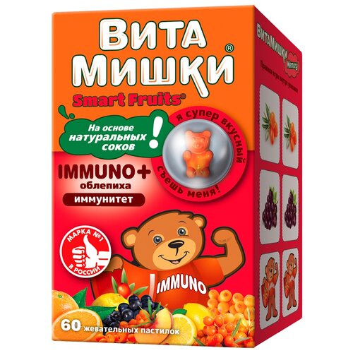 ВитаМишки Immuno + облепиха пастилки жев., 0.25 г, 60 шт., облепиха фото