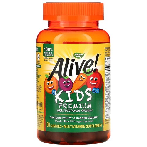 Пастилки Nature's Way Alive! Kids Premium Multivitamin Gummy, 380 г, 90 шт. фото