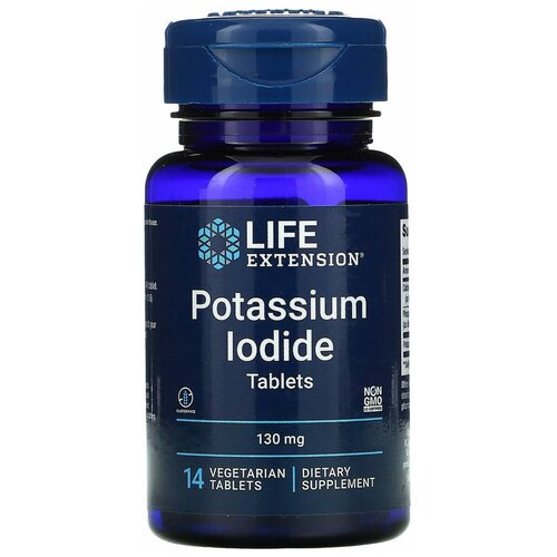 LifeExtension Potassium Iodide Tablets, Йодид калия в таблетках, 130 мг, 14 вег. таблеток фото