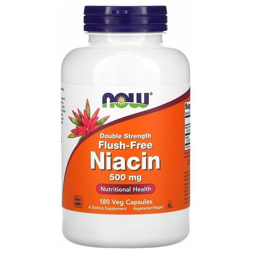 NOW Niacin Flush-Free Double Strength (ниацин не вызывающий покраснений) 500 мг 180 капсул фото