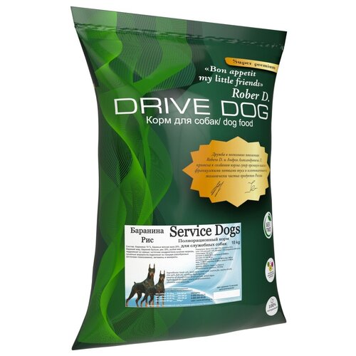 DRIVE DOG Service Dogs 15кг полнорационный сухой корм для служебных собак баранина с рисом фото