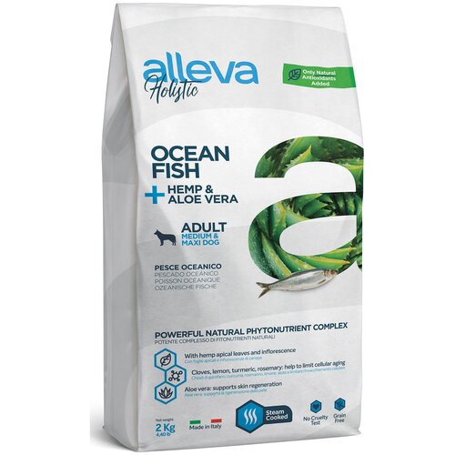 Корм Alleva Holistic Adult Medium & Maxi Ocean Fish для собак средних и крупных пород, океаническая рыба, конопля и алое вера, 12 кг фото