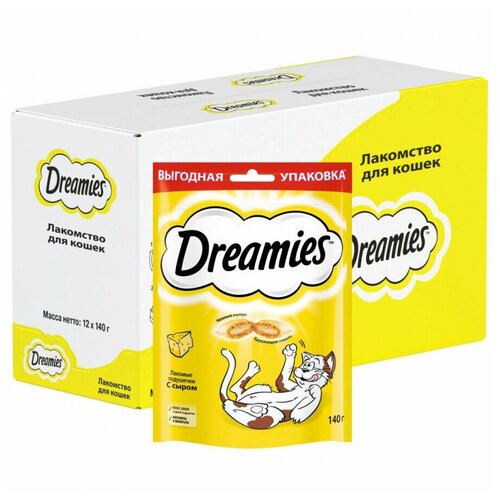 Лакомство для кошек Dreamies подушечки с сыром, 12 шт по 140 г фото