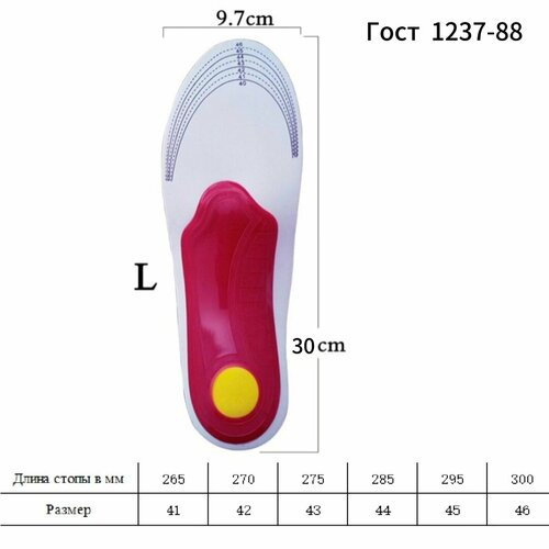 Стельки ортопедические каркасные размер 41-46 (длина стельки 30см) фото