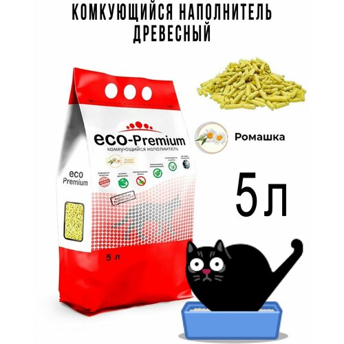 Наполнитель для кошачьего туалета комкующийся древесный ECO Premium Ромашка 1.9кг/5л фото