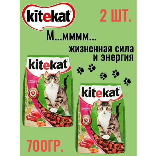 Kitekat, Сухой корм для кошек Телятинка аппетитная ,700 гр сухой корм китикет для взрослых кошек, 2 шт по 350 гр фото