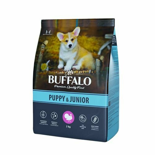 MR.BUFFALO PUPPY & JUNIOR 2 кг сухой корм для щенков и юниоров индейка 3 шт фото