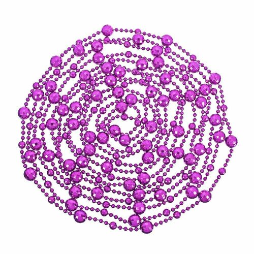 Бусы декоративные сноу БУМ, формовые шары разных диаметров, 500 см, цвет фуксия фото