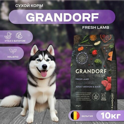 Сухой корм GRANDORF Fresh Dog Adult MED&MAXI Duck&Sweet Potato для собак средних и крупных пород из свежего мяса утки с бататом, 10 кг фото