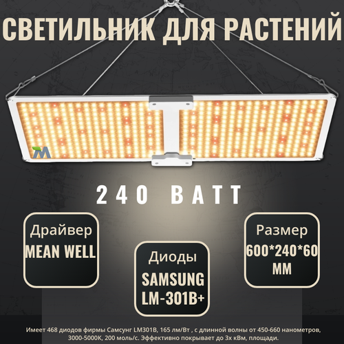 Светильник для растений SL 2000 quantum board, 468 диодов Samsung LM-301B фото