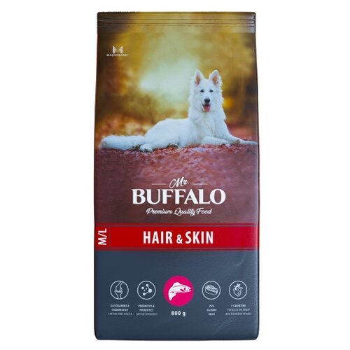 Сухой корм для собак Mr.BUFFALO Hair & Skin Care с лососем 1 уп. х 1 шт. х 800 г фото