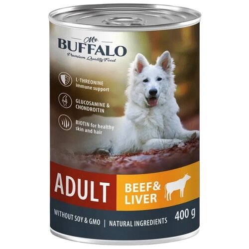 Влажный корм для собак Mr.BUFFALO Adult говядина и печень 1 уп. х 1 шт. х 400 г фото