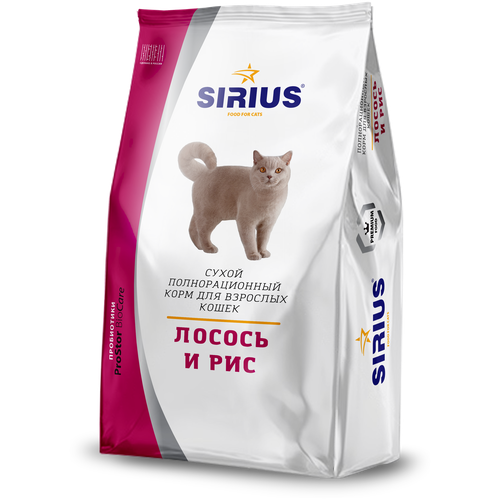 Сухой корм для кошек Sirius Лосось и Рис  для взрослых кошек 1500 г (мини-филе) фото