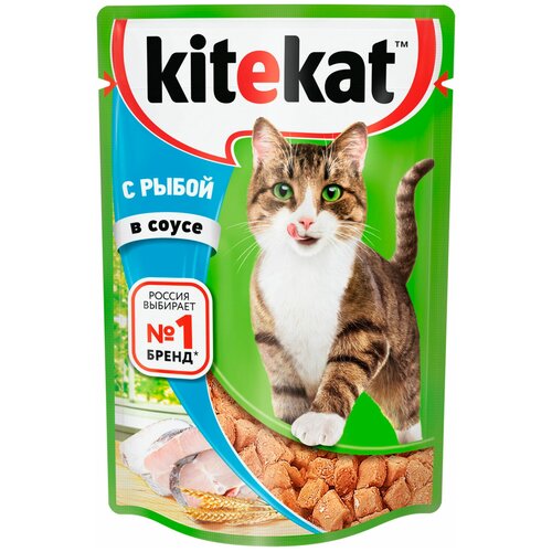 Влажный корм для кошек Kitekat рыба 85 г (кусочки в соусе) фото