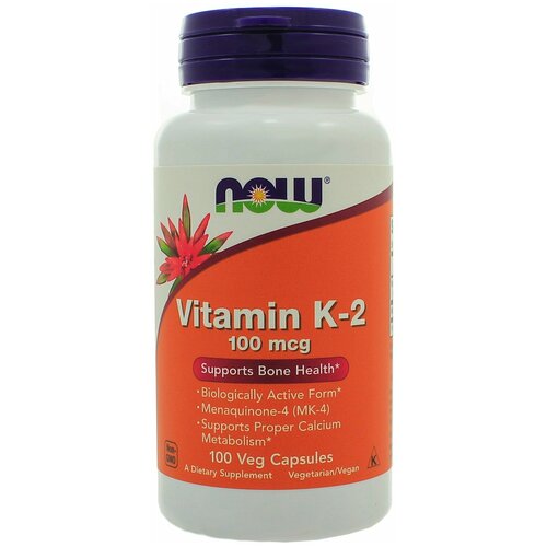 NOW Vitamin K-2 100 mcg, 100 капс. фото