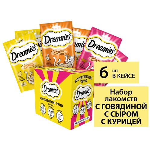 Лакомство для кошек  Dreamies Аппетитное трио, 360 г (шоу бокс) ассорти фото