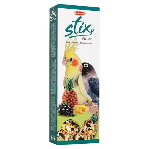 Лакомство для птиц Padovan Stix Fruit для средних попугаев фруктовые , 100 г фото