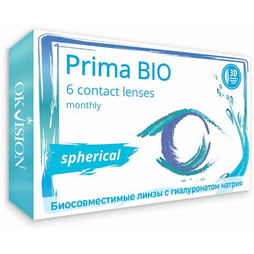 Контактные линзы OKVision PRIMA BIO, 6 шт., R 8,6, D -4,75, бесцветный, 1 уп. фото