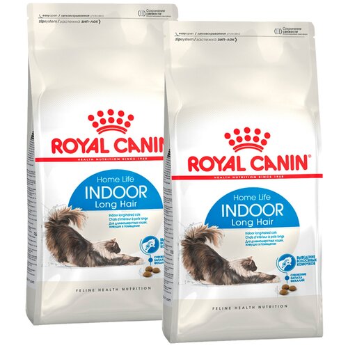 ROYAL CANIN INDOOR LONG HAIR для взрослых кошек живущих дома для вывода шерсти (0,4 + 0,4 кг) фото