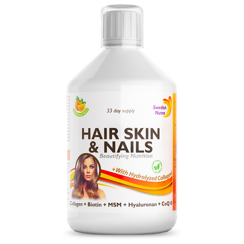 Комплекс витаминов для кожи, волос и ногтей Hair Skin & Nails SWEDISH NUTRA, 500 мл, 33 порции фото