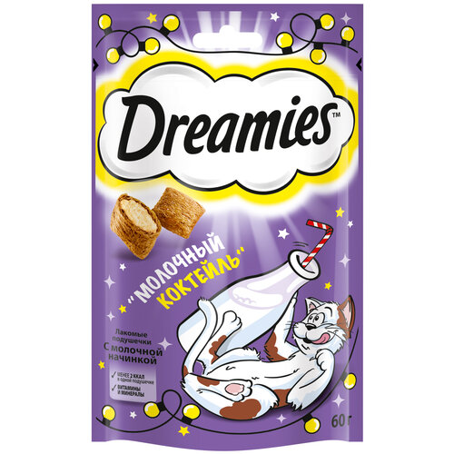 Лакомство для кошек  Dreamies Подушечки, 360 г 6 уп. молоко фото