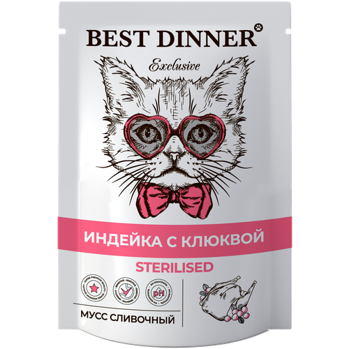 Влажный корм для стерилизованных кошек Best Dinner с индейкой, с клюквой 24 уп. х 24 шт. х 85 г (мусс) фото