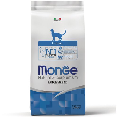 Сухой корм для кошек Monge Superpremium Cat Urinary, с курицей 1500 г (кусочки в желе) фото